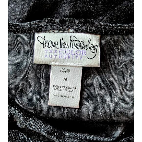 VTG Diane Von Furstenberg Sheath Minidress Medium Black Velvet Burnout Cocktail - Picture 8 of 9